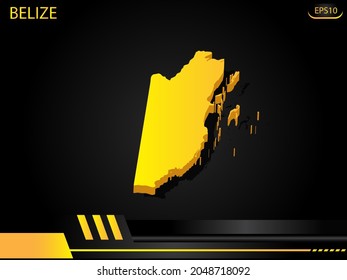 isometric map yellow of Belize on background yellow black frame design innovation concept. for text and message artwork design.Vector Illustration.