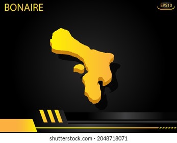 isometric map yellow of Bonaire on background yellow black frame design innovation concept. for text and message artwork design.Vector Illustration.