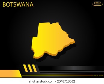 isometric map yellow of Botswana on background yellow black frame design innovation concept. for text and message artwork design.Vector Illustration.