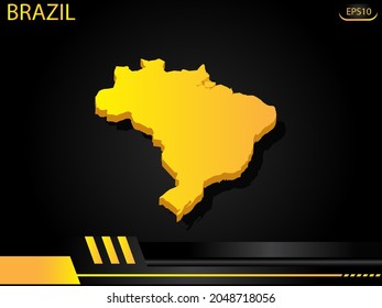 mapa isométrico amarillo de Brasil sobre el concepto de innovación de diseño de marco negro amarillo de fondo. para diseño de imágenes de texto y mensajes.Ilustración vectorial.