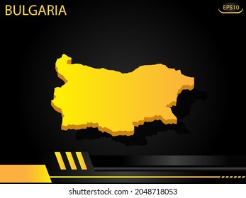 mapa isométrico amarillo de Bulgaria sobre el concepto de innovación de diseño de marco negro amarillo de fondo. para diseño de imágenes de texto y mensajes.Ilustración vectorial.