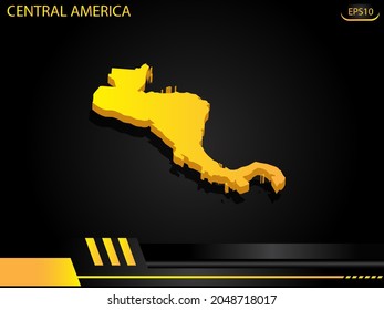 isometric map yellow of Central America on background yellow black frame design innovation concept. for text and message artwork design.Vector Illustration.