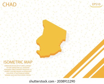isometric map yellow of Chad Modern Graphics Mesh point background. for website, infographic, banner vector illustration EPS10 