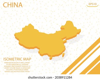 isometric map yellow of China Modern Graphics Mesh point background. for website, infographic, banner vector illustration EPS10 