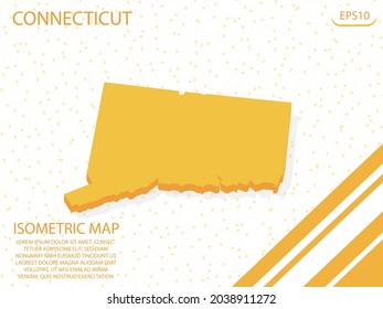isometrische Karte gelb von Connecticut Modern Graphics Mesh Point Hintergrund. für Website, Infografik, Banner, Vektorgrafik EPS10 