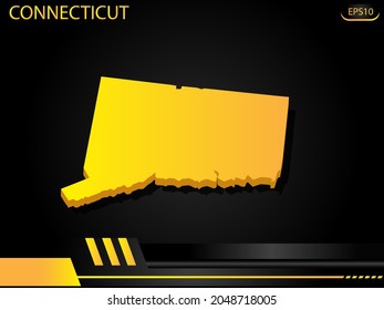 isometric map yellow of Connecticut on background yellow black frame design innovation concept. for text and message artwork design.Vector Illustration.