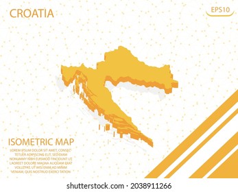 isometric map yellow of Croatia Modern Graphics Mesh point background. for website, infographic, banner vector illustration EPS10 