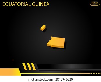 isometric map yellow of Equatorial Guinea on background yellow black frame design innovation concept. for text and message artwork design.Vector Illustration.