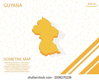 isometric map yellow of Guyana Modern Graphics Mesh point background. for website, infographic, banner vector illustration EPS10 