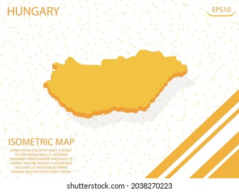 isometric map yellow of Hungary Modern Graphics Mesh point background. for website, infographic, banner vector illustration EPS10 