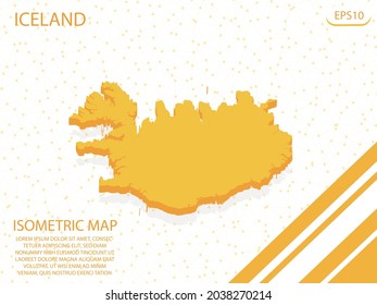 isometric map yellow of Iceland Modern Graphics Mesh point background. for website, infographic, banner vector illustration EPS10 