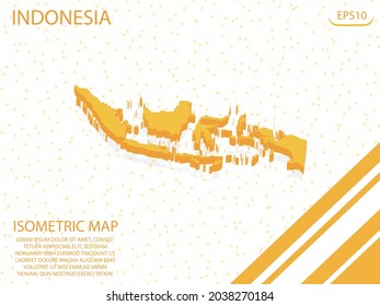 isometric map yellow of Indonesia Modern Graphics Mesh point background. for website, infographic, banner vector illustration EPS10 