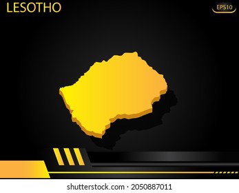 isometric map yellow of Lesotho on background yellow black frame design innovation concept. for text and message artwork design.Vector Illustration.