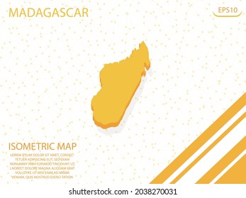 mapa isométrico amarillo del fondo del punto de malla de gráficos modernos de Madagascar. para sitio web, infografía, ilustración vectorial banner EPS10 