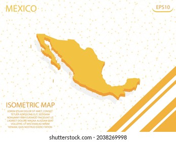 isometric map yellow of Mexico Modern Graphics Mesh point background. for website, infographic, banner vector illustration EPS10 