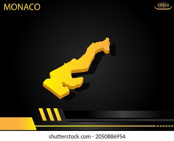 isometric map yellow of Monaco on background yellow black frame design innovation concept. for text and message artwork design.Vector Illustration.