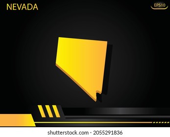 mapa isométrico amarillo de Nevada sobre el concepto de innovación en el diseño de cuadros negros de fondo. para diseño de imágenes de texto y mensajes.Ilustración vectorial.