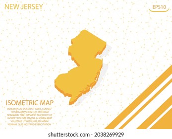 mapa isométrico amarillo del fondo del punto de malla de los gráficos modernos de Nueva Jersey. para sitio web, infografía, ilustración vectorial banner EPS10 