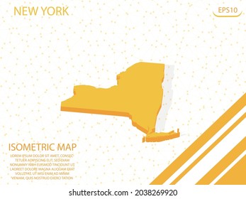 isometric map yellow of New York Modern Graphics Mesh point background. for website, infographic, banner vector illustration EPS10 