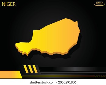 isometric map yellow of Niger on background yellow black frame design innovation concept. for text and message artwork design.Vector Illustration.