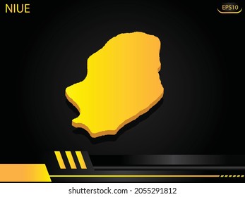 isometric map yellow of Niue
 on background yellow black frame design innovation concept. for text and message artwork design.Vector Illustration.