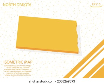 isometric map yellow of North Dakota Modern Graphics Mesh point background. for website, infographic, banner vector illustration EPS10 