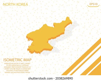 mapa isométrico amarillo de Corea del Norte Modern Graphics Mesh de fondo. para sitio web, infografía, ilustración vectorial banner EPS10 