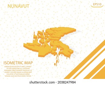 isometric map yellow of Nunavut Modern Graphics Mesh point background. for website, infographic, banner vector illustration EPS10 