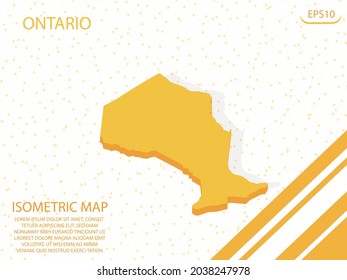 isometric map yellow of Ontario Modern Graphics Mesh point background. for website, infographic, banner vector illustration EPS10 