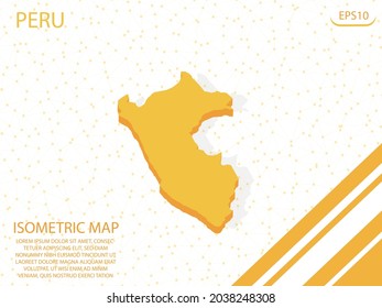 mapa isométrico amarillo del Perú Modern Graphics Mesh de fondo. para sitio web, infografía, ilustración vectorial banner EPS10 