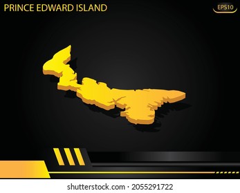 mapa isométrico amarillo de la isla del Príncipe Eduardo
 sobre el concepto de innovación en el diseño del marco negro amarillo de fondo. para diseño de imágenes de texto y mensajes.Ilustración vectorial.