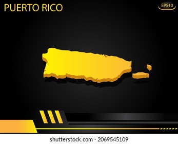 isometric map yellow of Puerto Rico on background yellow black frame design innovation concept. for text and message artwork design.Vector Illustration.