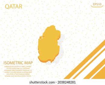 isometric map yellow of Qatar Modern Graphics Mesh point background. for website, infographic, banner vector illustration EPS10 