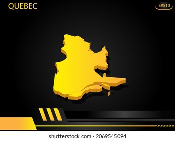 isometric map yellow of Quebec on background yellow black frame design innovation concept. for text and message artwork design.Vector Illustration.