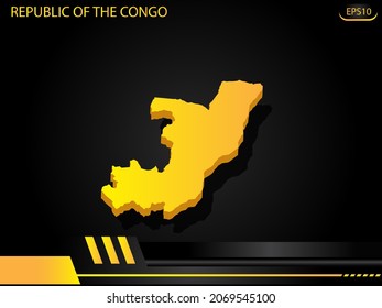 isometric map yellow of Republic of the Congo on background yellow black frame design innovation concept. for text and message artwork design.Vector Illustration.