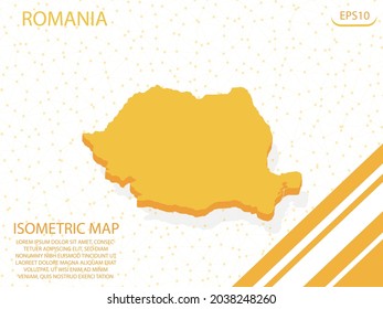 mapa isométrico amarillo del fondo del punto de malla de gráficos modernos de Rumania. para sitio web, infografía, ilustración vectorial banner EPS10 