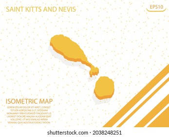 mapa isométrico amarillo de Saint Kitts y Nevis Modern Graphics Mesh de fondo. para sitio web, infografía, ilustración vectorial banner EPS10 