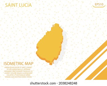 isometric map yellow of Saint Lucia Modern Graphics Mesh point background. for website, infographic, banner vector illustration EPS10 