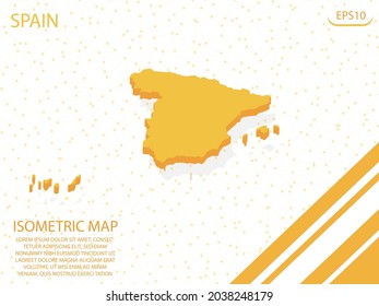 isometric map yellow of Spain Modern Graphics Mesh point background. for website, infographic, banner vector illustration EPS10 