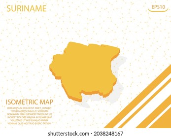 isometric map yellow of Suriname Modern Graphics Mesh point background. for website, infographic, banner vector illustration EPS10 