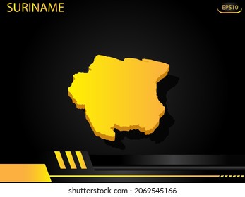 mapa isométrico amarillo de Surinam sobre el concepto de innovación de diseño de marco amarillo negro. para diseño de imágenes de texto y mensajes.Ilustración vectorial.
