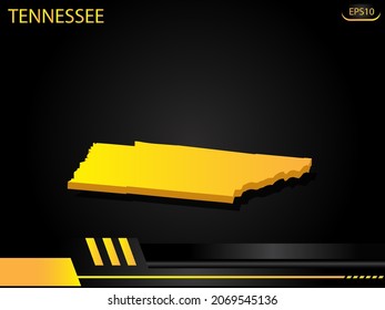 isometrische Karte gelb von Tennessee auf dem Hintergrund gelben schwarzen Rahmen Design Innovationskonzept. für Text- und Nachrichtendesign.Vektorgrafik.