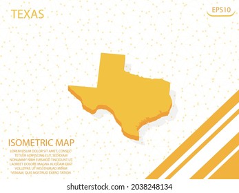 mapa isométrico amarillo del fondo del punto de malla de gráficos modernos de Texas. para sitio web, infografía, ilustración vectorial banner EPS10 