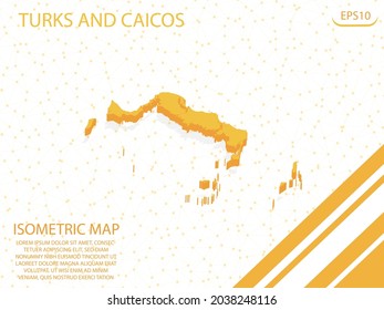 isometric map yellow of Turks and Caicos Modern Graphics Mesh point background. for website, infographic, banner vector illustration EPS10 