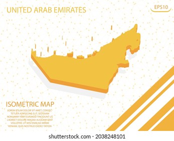 isometric map yellow of United Arab Emirates Modern Graphics Mesh point background. for website, infographic, banner vector illustration EPS10 