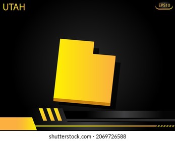 isometric map yellow of Utah on background yellow black frame design innovation concept. for text and message artwork design.Vector Illustration.