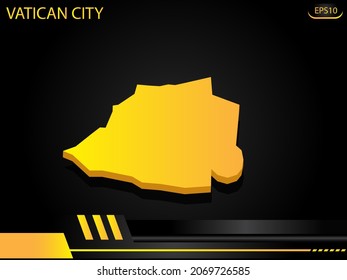 mapa isométrico amarillo de la Ciudad del Vaticano sobre el concepto de innovación en el diseño de cuadros negros de fondo. para diseño de imágenes de texto y mensajes.Ilustración vectorial.
