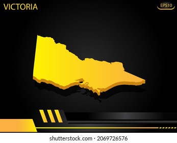 isometric map yellow of Victoria on background yellow black frame design innovation concept. for text and message artwork design.Vector Illustration.