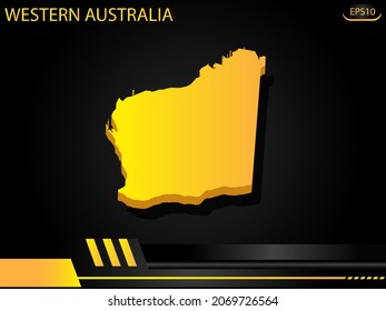 isometric map yellow of Western Australia on background yellow black frame design innovation concept. for text and message artwork design.Vector Illustration.
