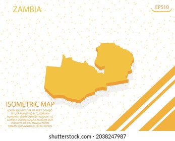 isometric map yellow of Zambia Modern Graphics Mesh point background. for website, infographic, banner vector illustration EPS10 